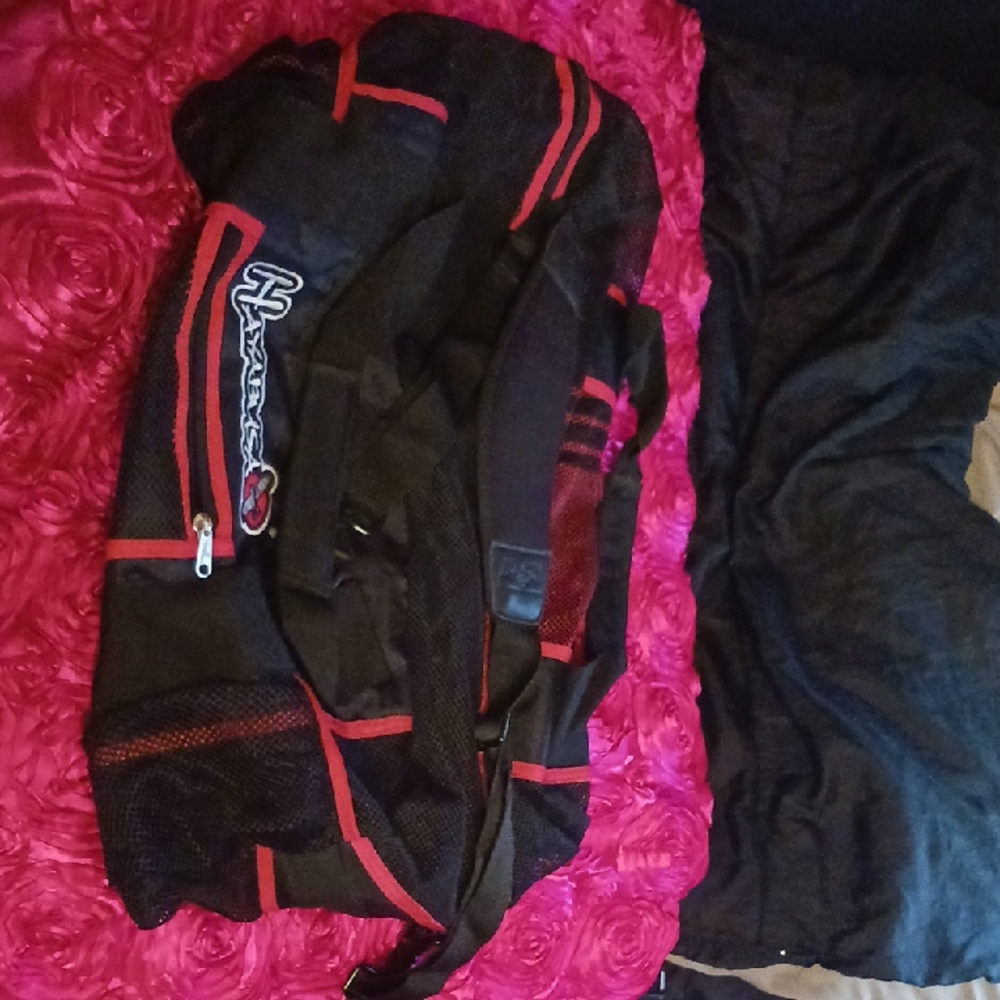 Black and Red Mesh Duffel Bag